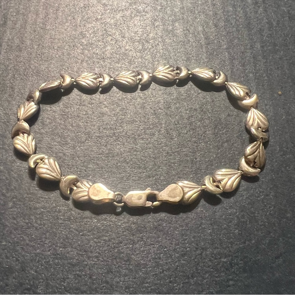 Vintage Vior Italy Heart & Moon Link 925 Sterling Silver Bracelet
